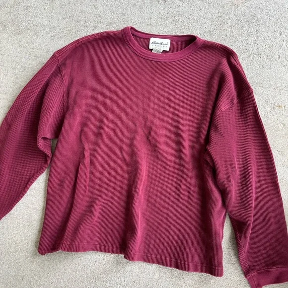 Vintage 90s waffle knit long sleeve tee